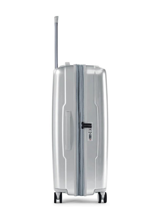 Ciak Roncato Large Hard Silver Travel Suitcase Height 74cm
