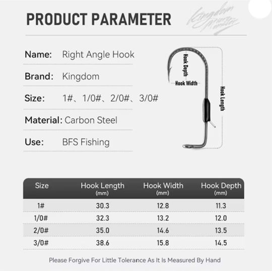 Kingdom 90° Jig Hook High Carbon Steel No1