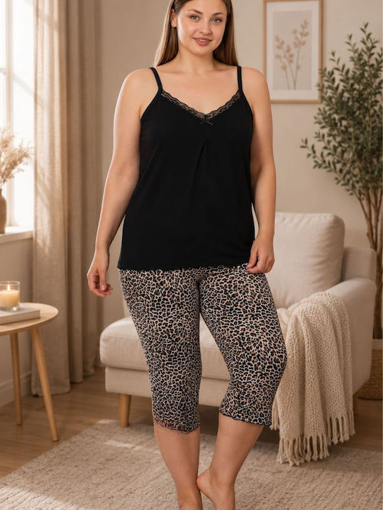Asel Summer Women's Cotton Pajama Set Black