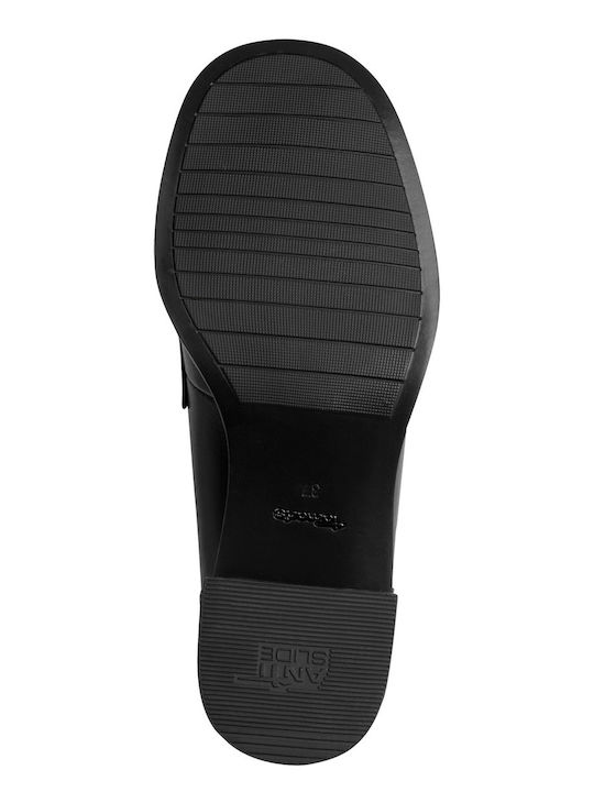 Damenturnschuhe Leder Loafer mit Absatz Schwarz