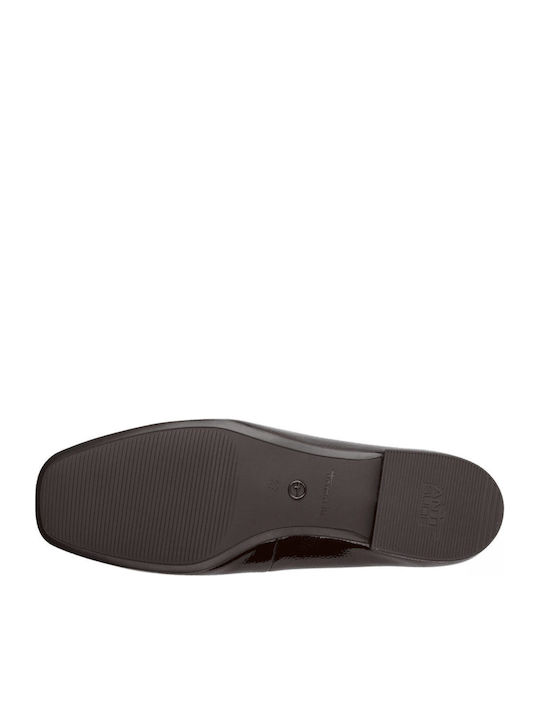 Damen Ballerinas Spitz zulaufend aus Lackleder in Braun Farbe
