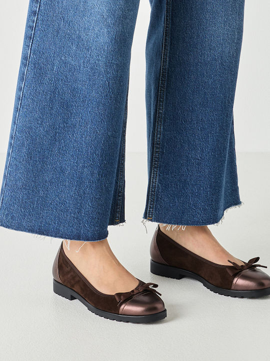 Suede Damen Ballerinas in Braunen Farbe