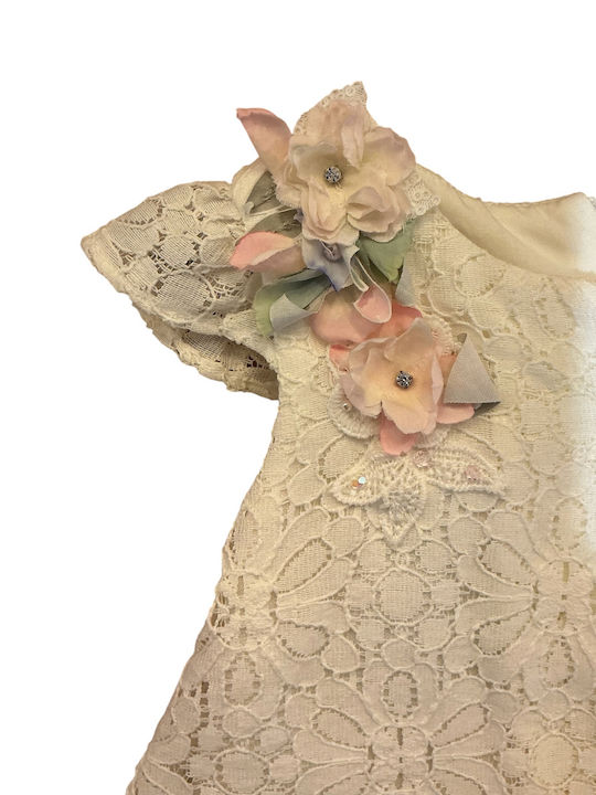 Lapin Ecru Taufkleid für Mädchen aus Spitze