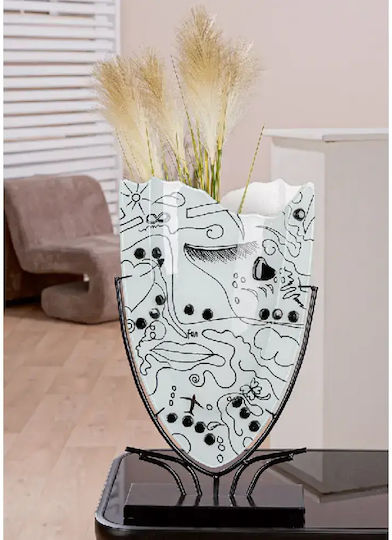 Gilde Vase Boden Glas Modern Art Weiß 29x10xY49cm