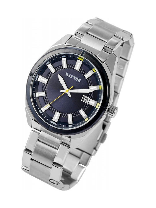 Raptor Men's Battery Watch With Silver Metal Bracelet