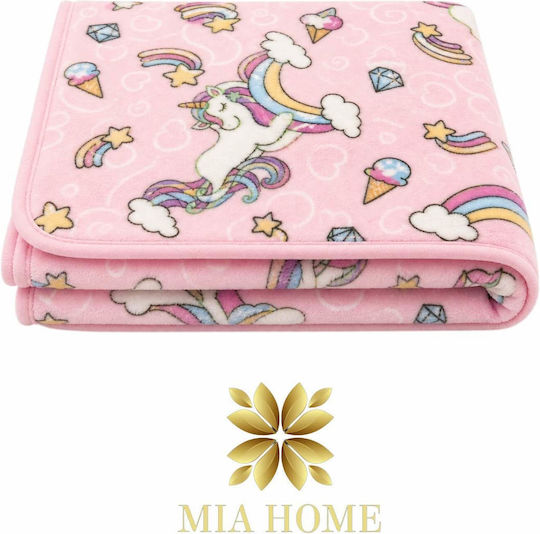 Mia Home Одеяло За Детско Легло Велур Розово 110x140см