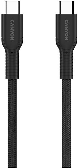 Canyon Плетен USB 2.0 Кабел USB-C Мъжки - USB-C 60W Захранване PD Черен 1м CND-CCAP60AB10B