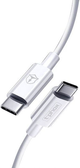 T-Phox Glary Lite Series USB 2.0 Cable USB-C male - USB-C Λευκό 1m