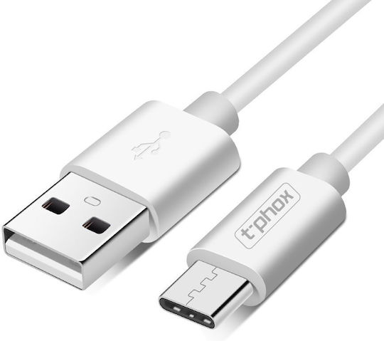 T-Phox USB 2.0 Cable USB-C male - USB-A Λευκό 0.5m