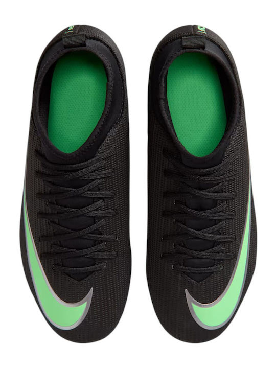 Mercurial Superfly 11 Club FG/MG Kids Soccer Cleats with Molded Studs Black
