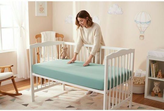 MimiNu Cearșaf pentru bebeluși Pentru Patut Bumbac cu Cauciuc Verde 160x80buc