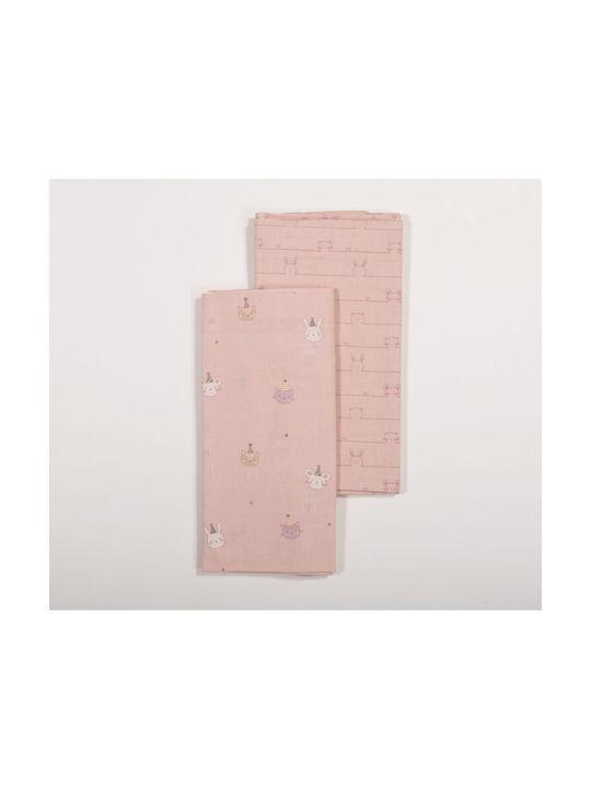 Nef-Nef Homeware Special Party Комплект Бебешки Чаршафи За Количка Памучни Розов 70x120бр 2бр