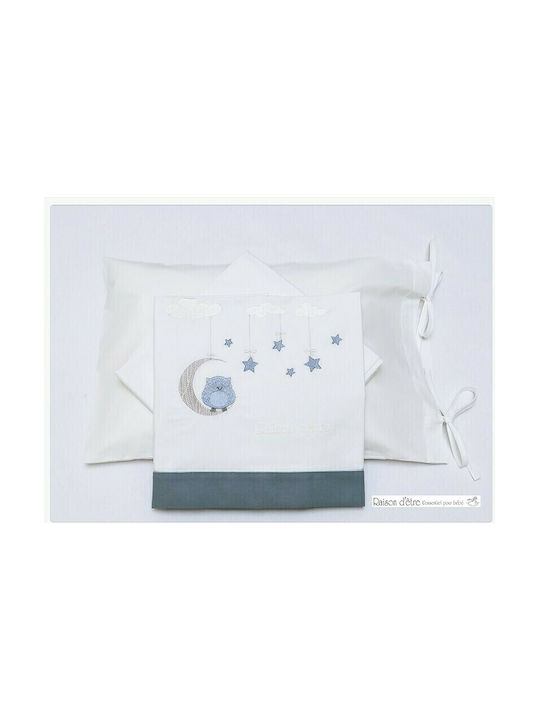 Raison D' Etre Dreamy Owl Комплект Бебешки Чаршафи За Количка Памучни Бели 120x160бр 2бр