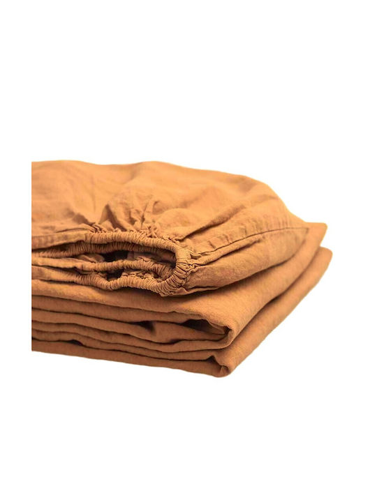 Kotonia Home Cearșaf pentru bebeluși Pentru Patut Bumbac cu Cauciuc Maro 60x120buc