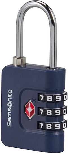 Samsonite 3dial Steel Padlock Brass Combination with TSA Certification 32mm Blue 1pcs