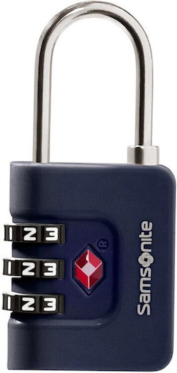 Samsonite 3dial Steel Padlock Brass Combination with TSA Certification 32mm Blue 1pcs