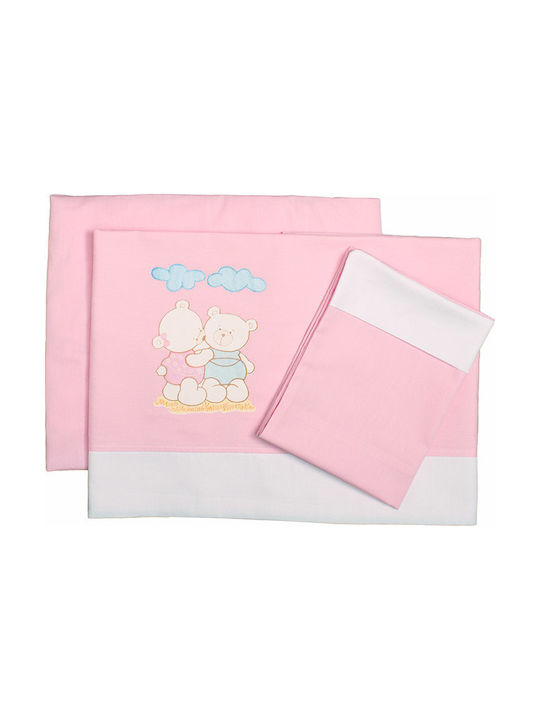 Mother Baby Twins Baby Sheets Set Crib Cotton Fitted Pink 70x140cm 3pcs