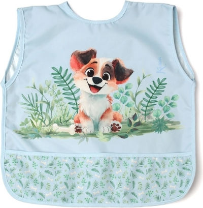 Kiokids Waterproof Fabric Baby Bib with Pocket Dog