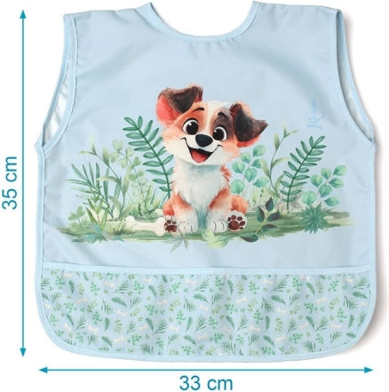 Kiokids Waterproof Fabric Baby Bib with Pocket Dog