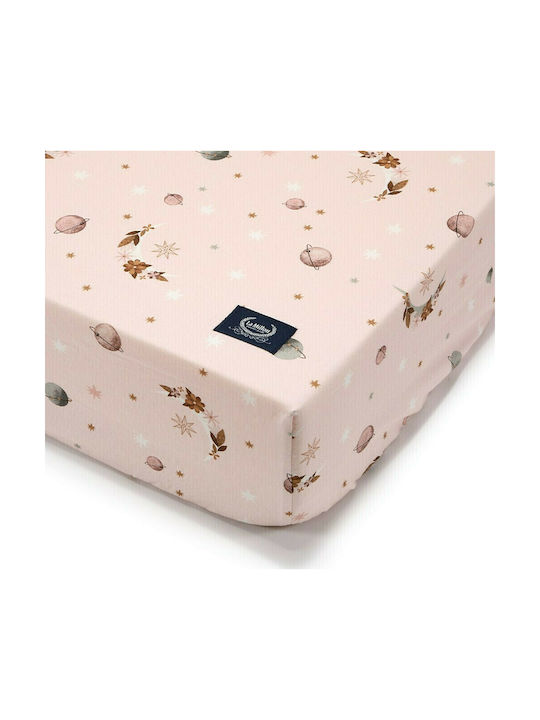 La Millou Fly Me To The Moon Baby Sheet Crib Cotton Fitted Pink 70x140cm