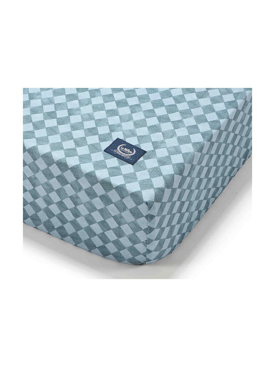 La Millou με Λάστιχο Prince Chessboard Μπλε 70x140εκ.