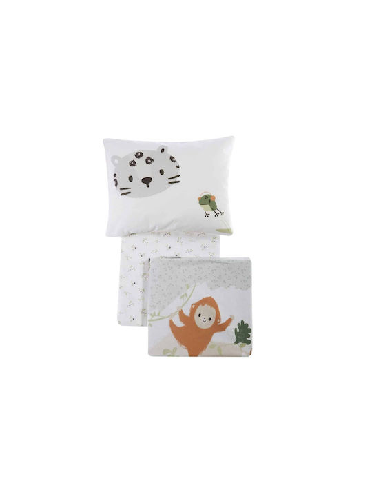 Nef-Nef Homeware Σετ Βρεφικά Σεντόνια Κούνιας Βαμβακερά Survivors Γκρι 120x170εκ. 3τμχ