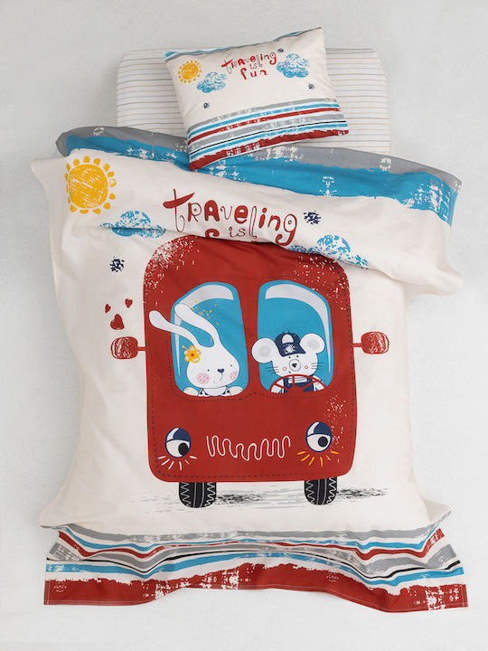 Palamaiki Happy Baby HB0605 Set Baby Bettlaken Für Krippe Baumwolle Rot 120x160cm