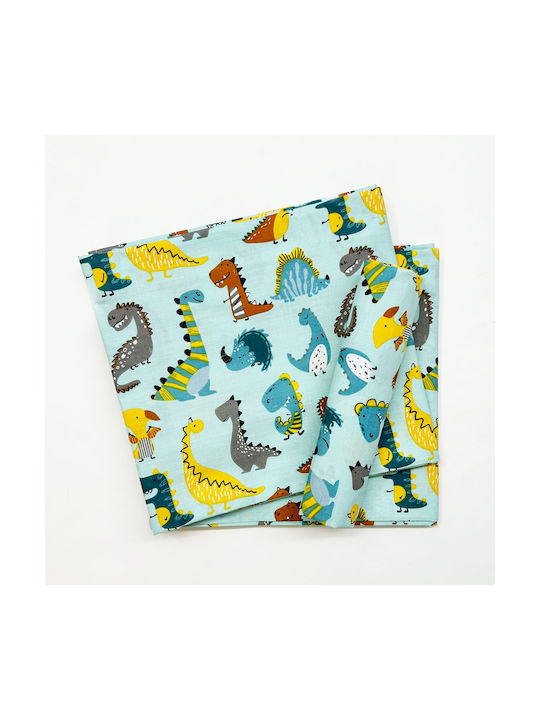 Bunny Bebe Cearșaf pentru bebeluși Pentru Patut Bumbac Dinozauri Turcoaz 70x140buc
