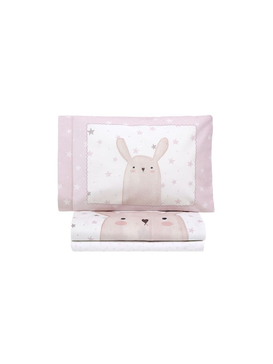 Nima Lovely Bunny Baby Sheets Set Crib Cotton Pink White 120x170cm