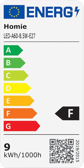 LED Glühbirne A60 E27 Warmes Weiß 8,5W Homie 108532