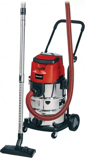 Einhell Te-vc Επαναφορτιζόμενη Σκούπα Υγρών / Στερεών με Ανοξείδωτο Κάδο 30lt Κόκκινη