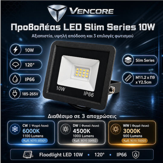 VenCore Proiector LED Etanș 10W Alb Natural 4500K IP66