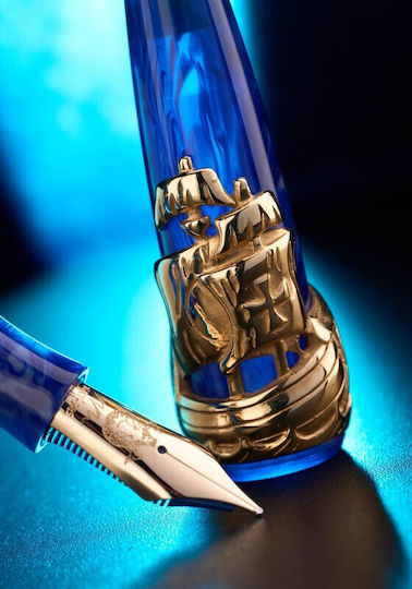 Delta Writing Pen Medium Gold with Blue Ink