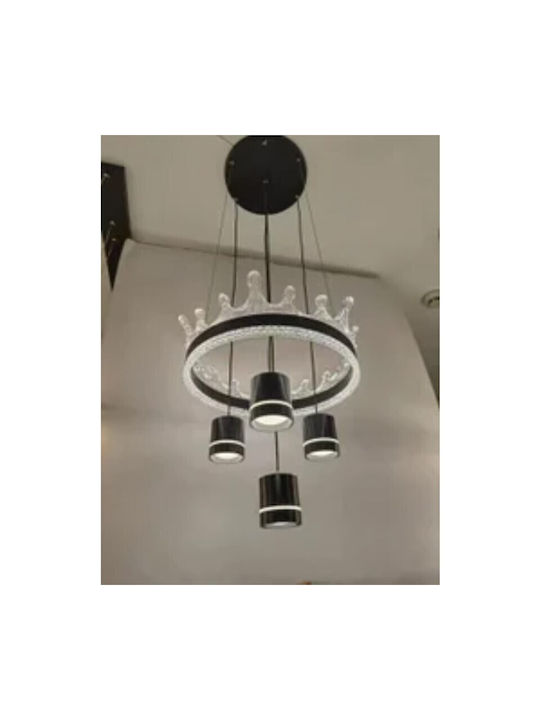 Lampă Suspendată Bej LED cu Lumină Alb Rece cu Cristale
