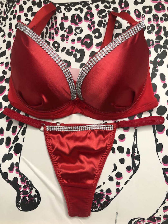 Fontana di Vita Set Lenjerie Intimă Sutien Cu Șir Roșu