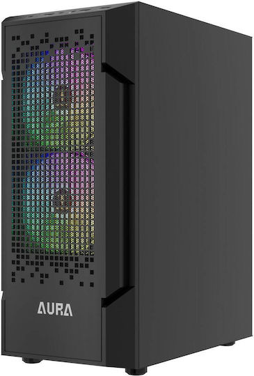 Gamdias Aura GC7 Gaming Middle Tower Carcasă PC cu Deschidere Laterală și Iluminare ARGB Negru