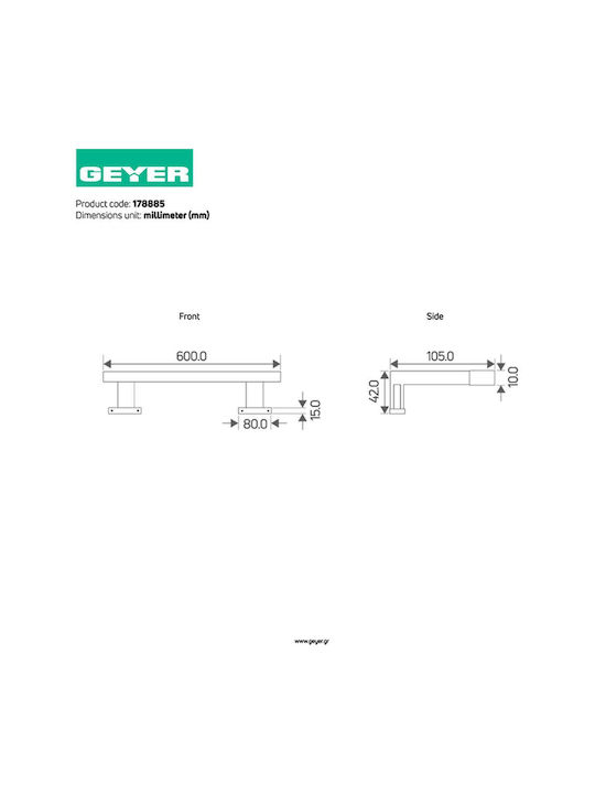 Geyer Lumină De baie LED Argintiu 56cm