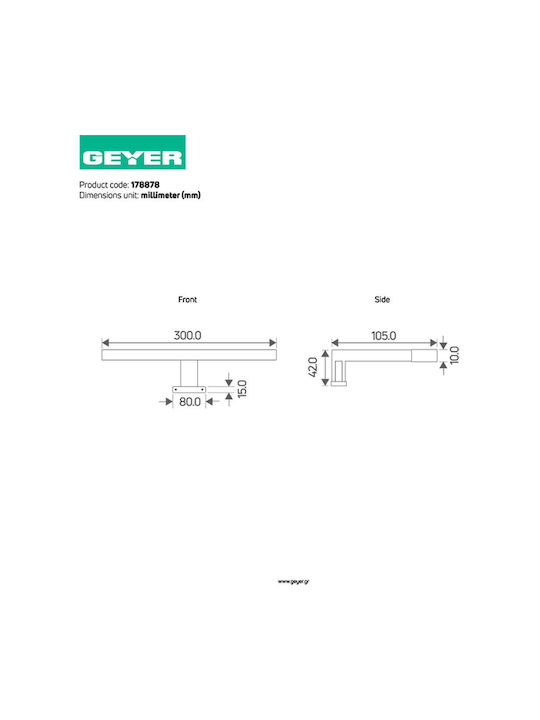 Geyer Lumină De baie LED Argintiu 30cm