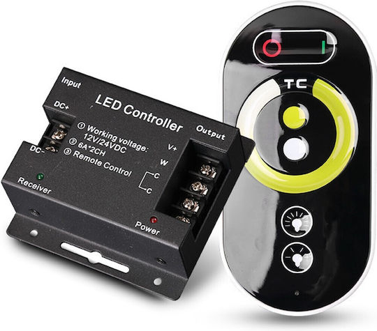 Vencore 6613-10008 Dual Color CCT Dimmer 12-24V 216-432W RF Remote Wireless Dual Color CCT Dimmer RF Controller 12 Volt 216 Watt & 24 Volt 432 Watt Maximum Load 6613-10008