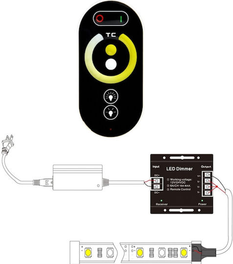 Vencore 6613-10008 Dual Color CCT Dimmer 12-24V 216-432W RF Remote Wireless Dual Color CCT Dimmer RF Controller 12 Volt 216 Watt & 24 Volt 432 Watt Maximum Load 6613-10008