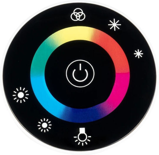 GloboStar Drahtlos RGB Controller Berührung RF (Request for) - Anfrage für mit Fernbedienung 2.4G Runde 12-24 Volt Gleichstrom Schwarz 77445