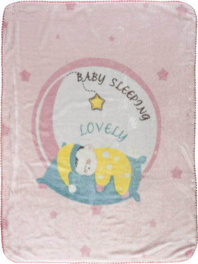 Das Home Blanket Cot Velvet Pink 140x110cm