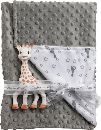 Sophie La Girafe Κουβέρτα Αγκαλιάς & Λίκνου Βελουτέ Γκρι 73x91εκ.