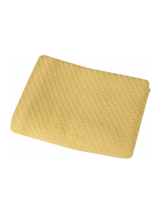 Nef-Nef Homeware Blanket Cot Smooth Cotton Yellow 150x110cm