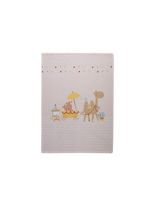 Nef-Nef Homeware Decke Kinderbett Exploring Together Waffel Rosa 110x150cm