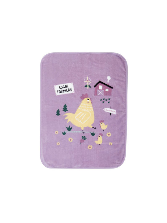 Nef-Nef Homeware Blanket Cot Piu Piu Velvet Purple 100x140cm