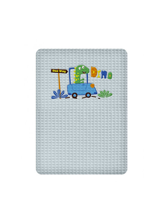 Adam Home Babydecke Wickeltücher für Kinderzimmer Dinosauros Waffel Blau 110x80cm