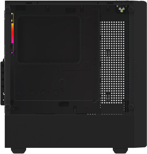 Aqirys Virgo Gaming Midi Tower Computer Case with Side Window and ARGB Lighting Black