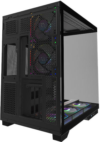 Aqirys Janus Gaming Midi Tower Computer Case with Side Window and ARGB Lighting Black
