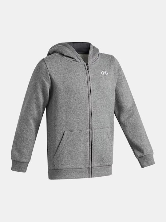 Fleece Kinder-Sweatshirt Strickjacke mit Kapuze Grau Rival